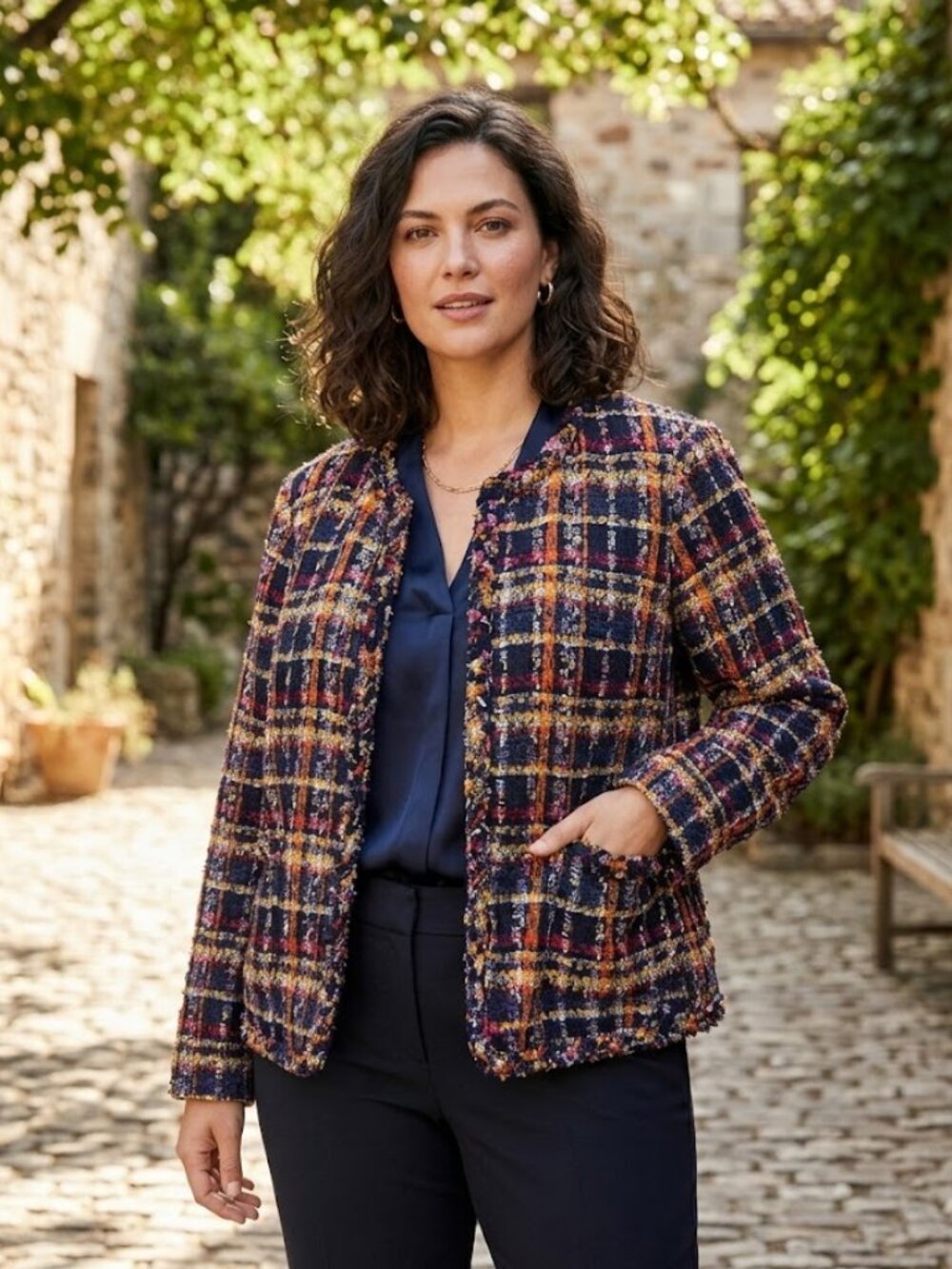 NWT Talbots Tweed Jacket Sunflower Plaid Size 16 Blazer Suit Jacket Work Career